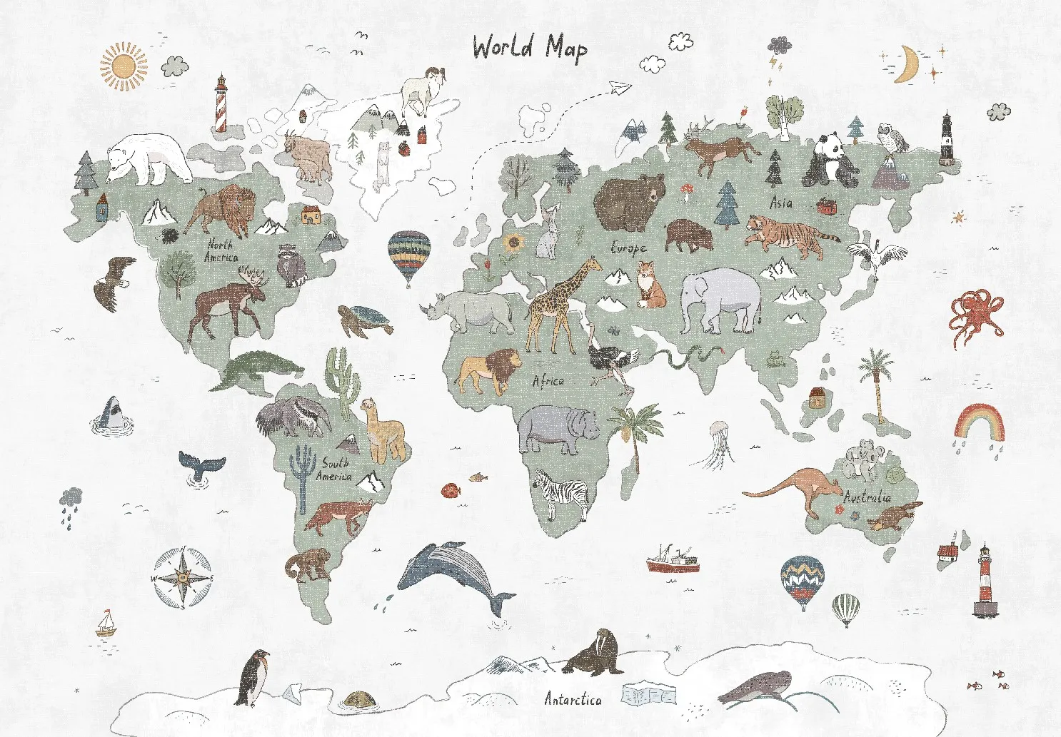 Tapis pour enfants - Kids World Map (vert)
