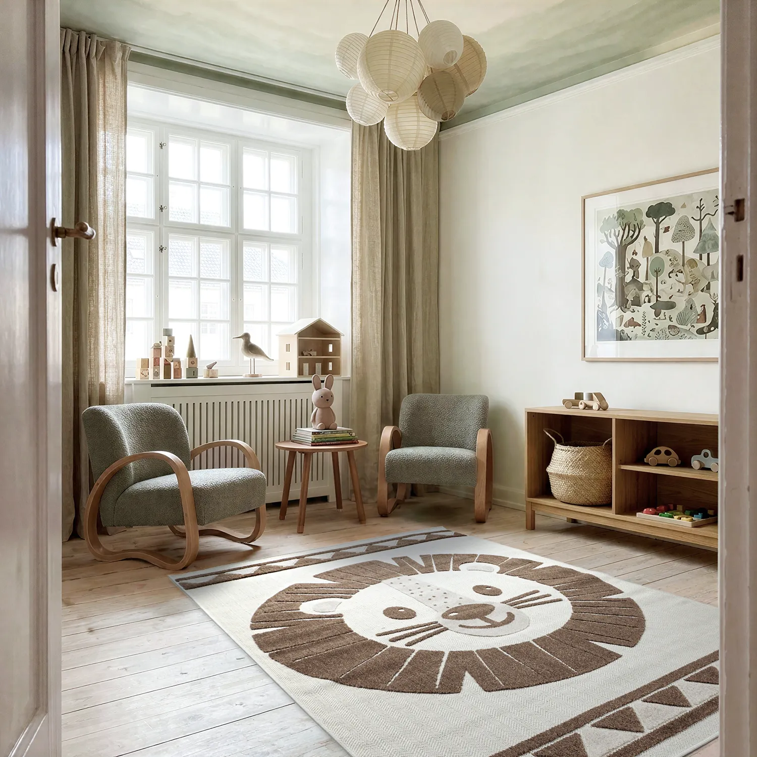 Tapis Enfant - Kind Lion (crème/marron)