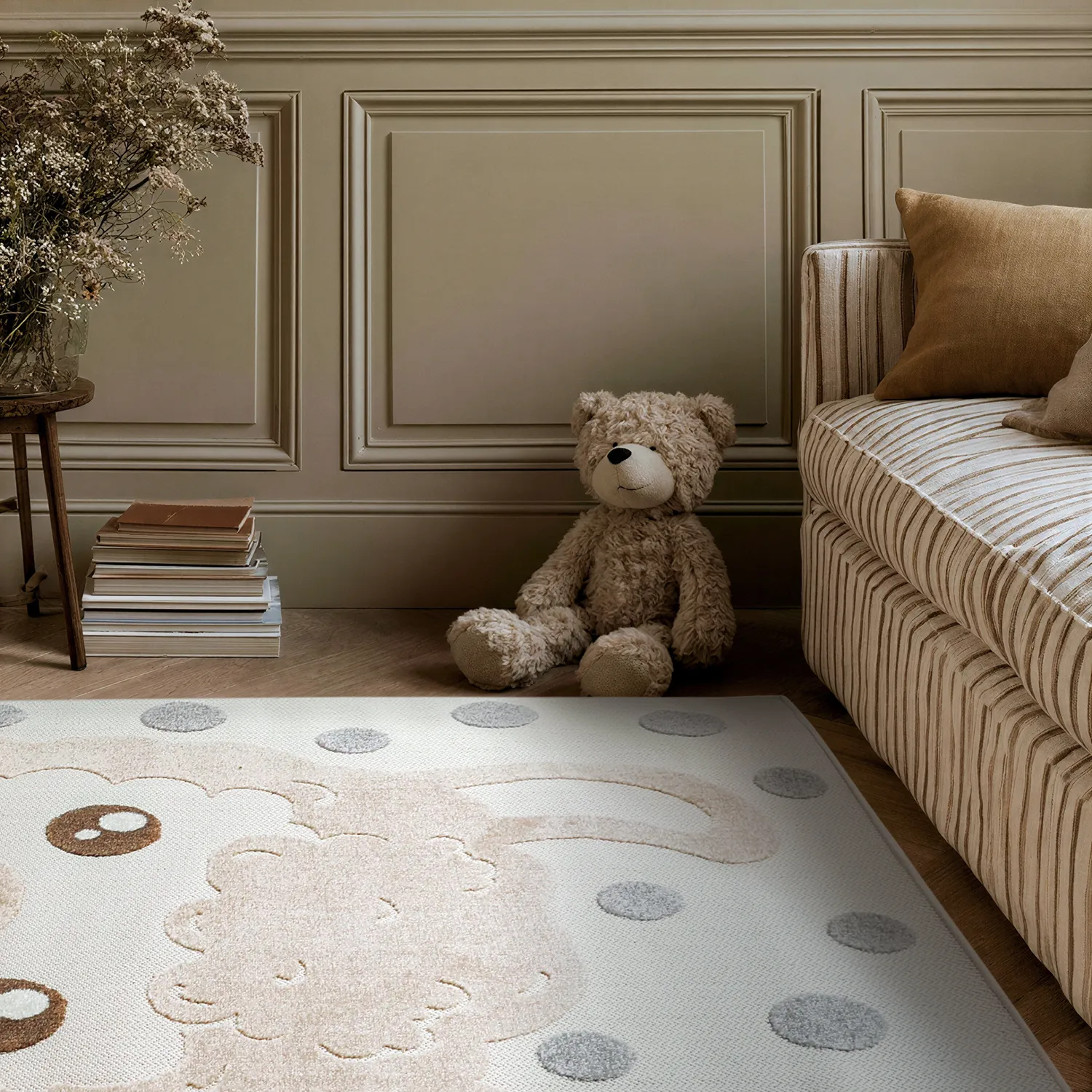 Tapis Enfant - Kind Llama (crème/marron)