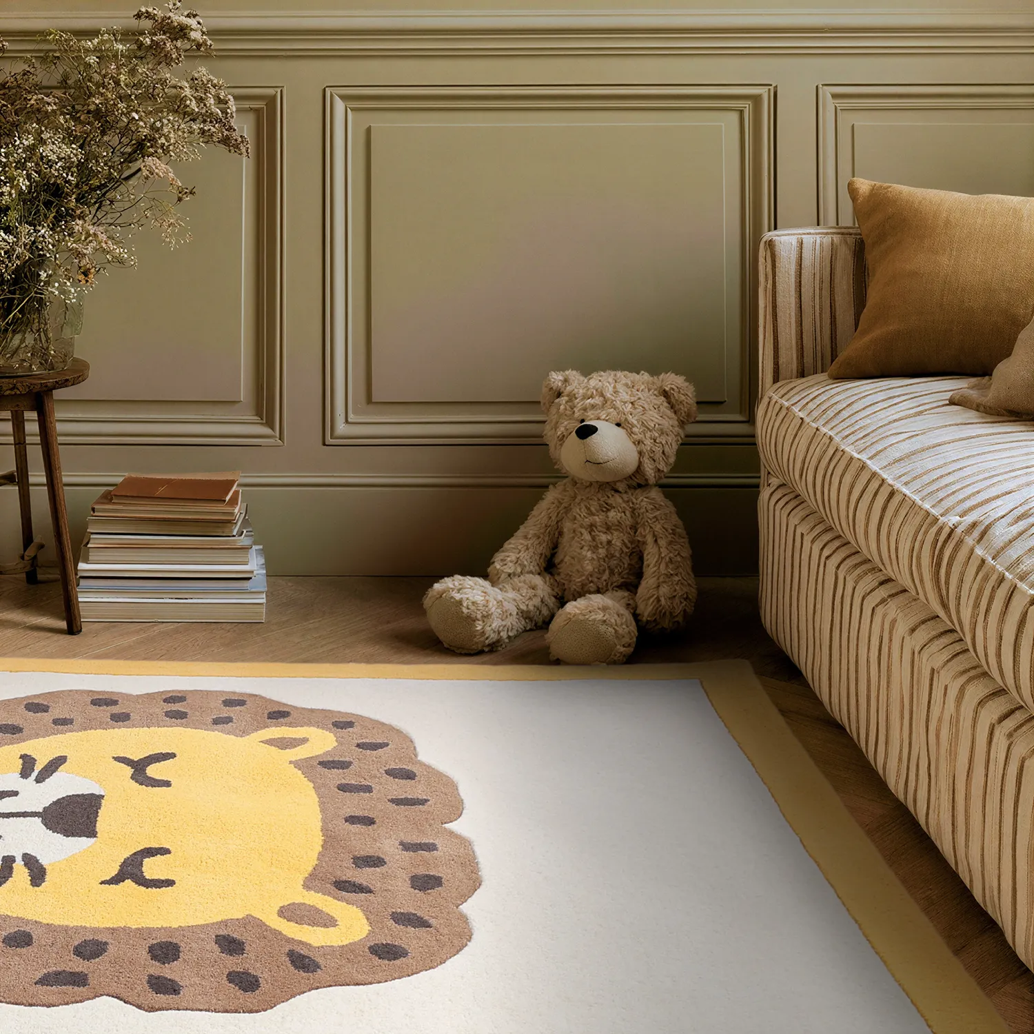 Tapis Enfant - Lion Hand Tufted Wool Premium (beige/multicolore)