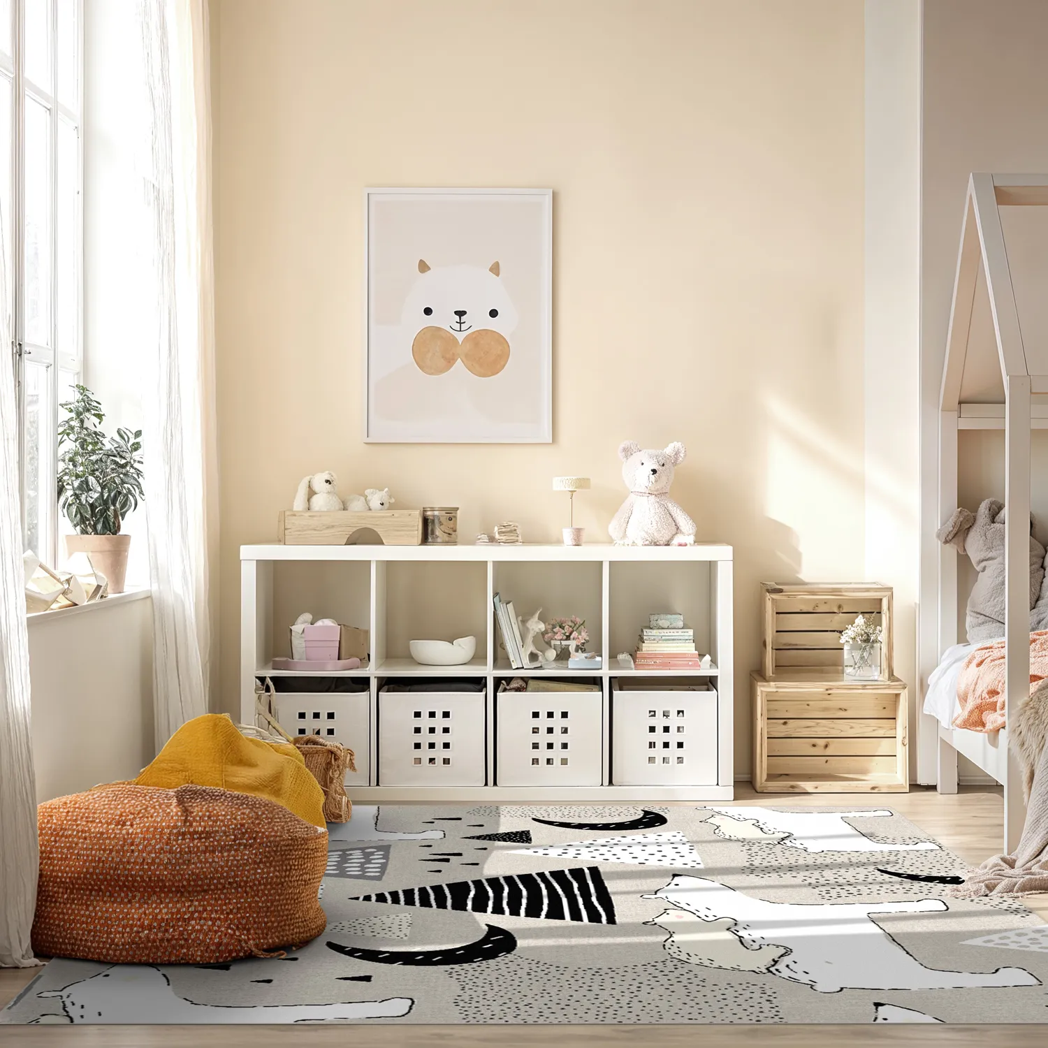Tapis enfant - Piggyback Ride (gris)