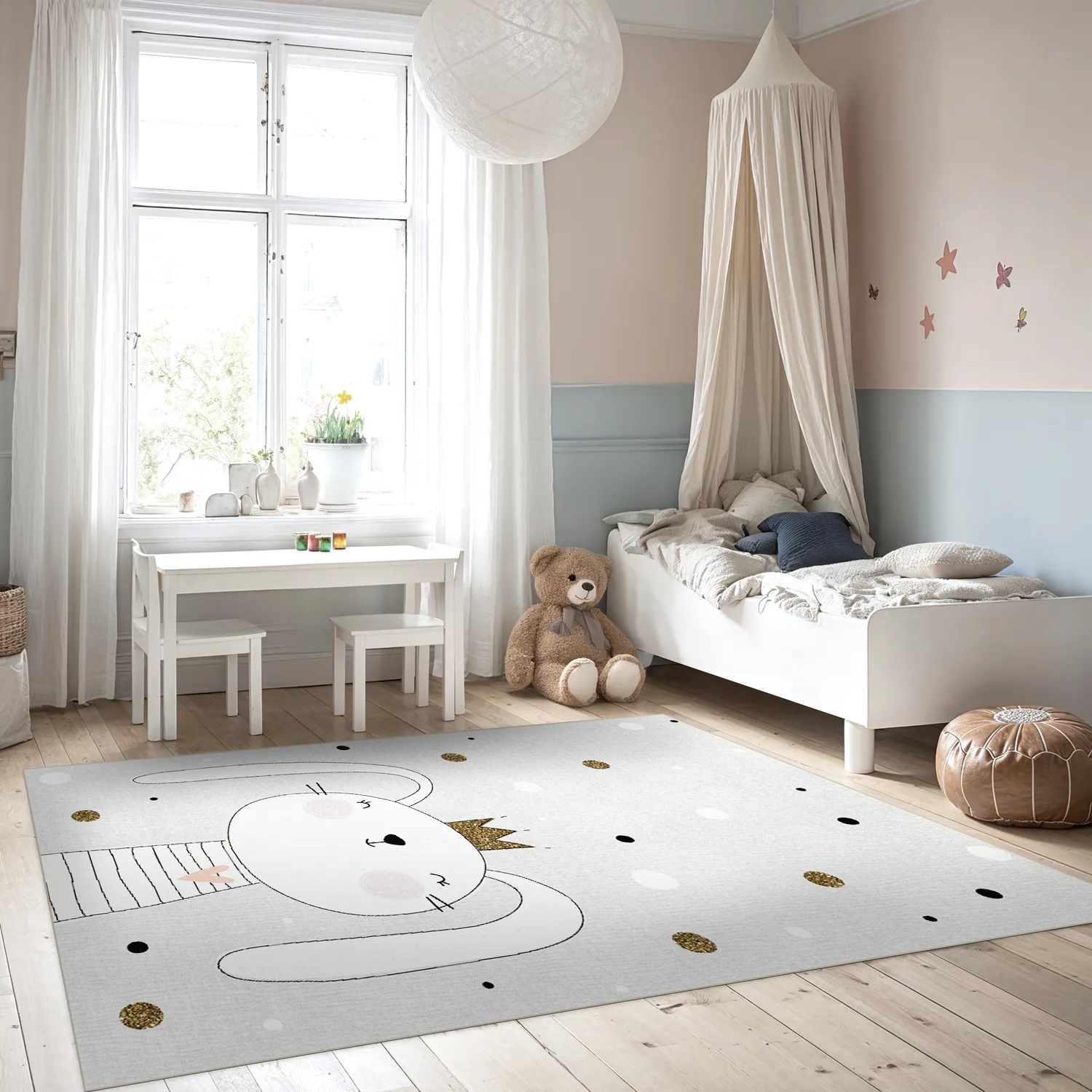 Tapis enfant - Rabbit Crown (gris)