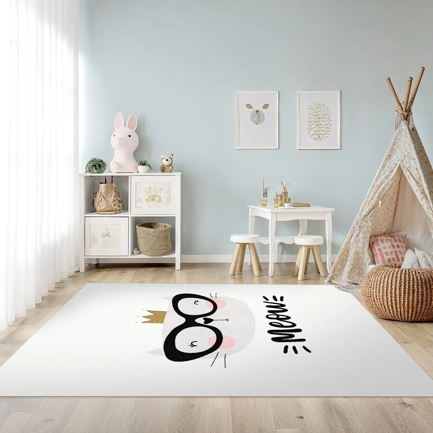 Tapis enfant - Reading Cat (blanc)