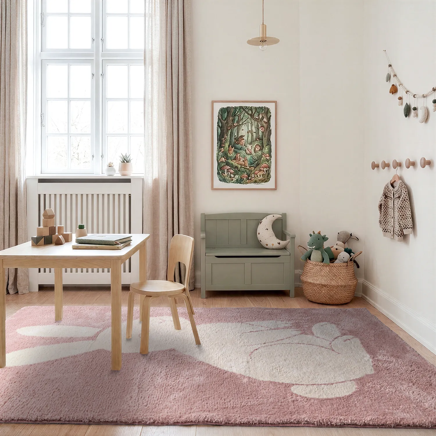 Tapis Enfant - Soft Bunny (rose/crème)