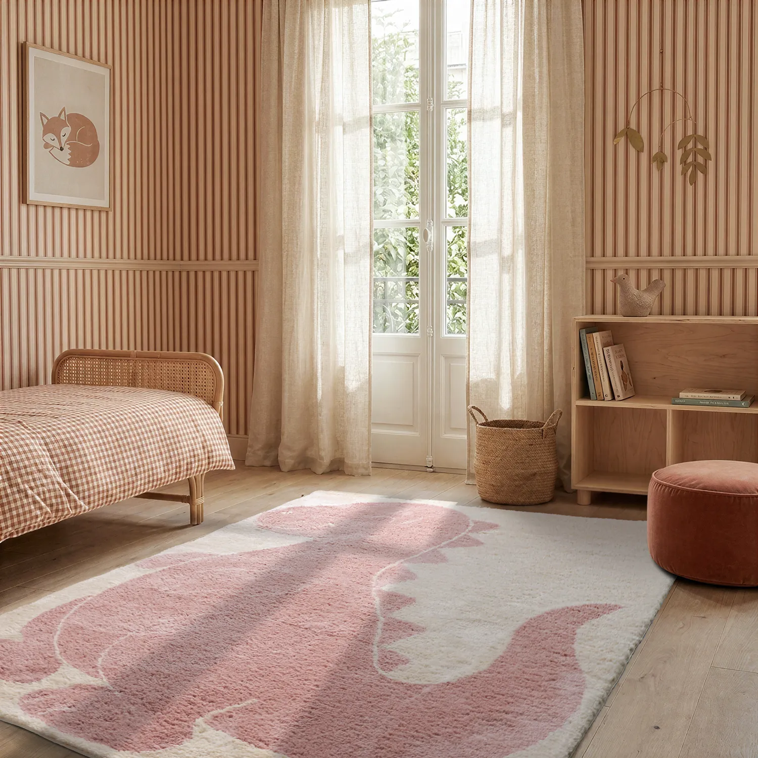 Tapis Enfant - Soft Dino (crème/rose)