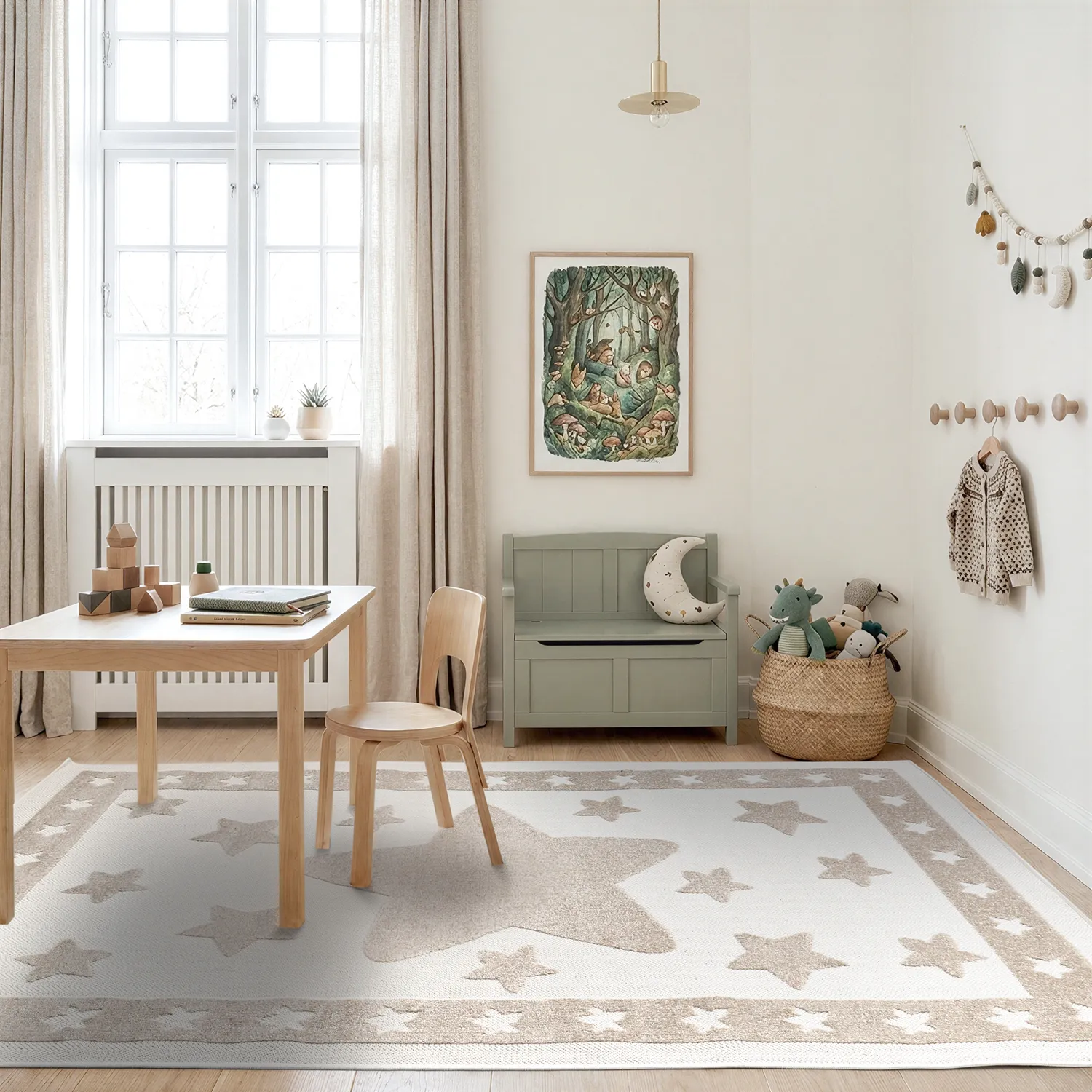 Tapis Enfant - Star Frame (crème/marron)