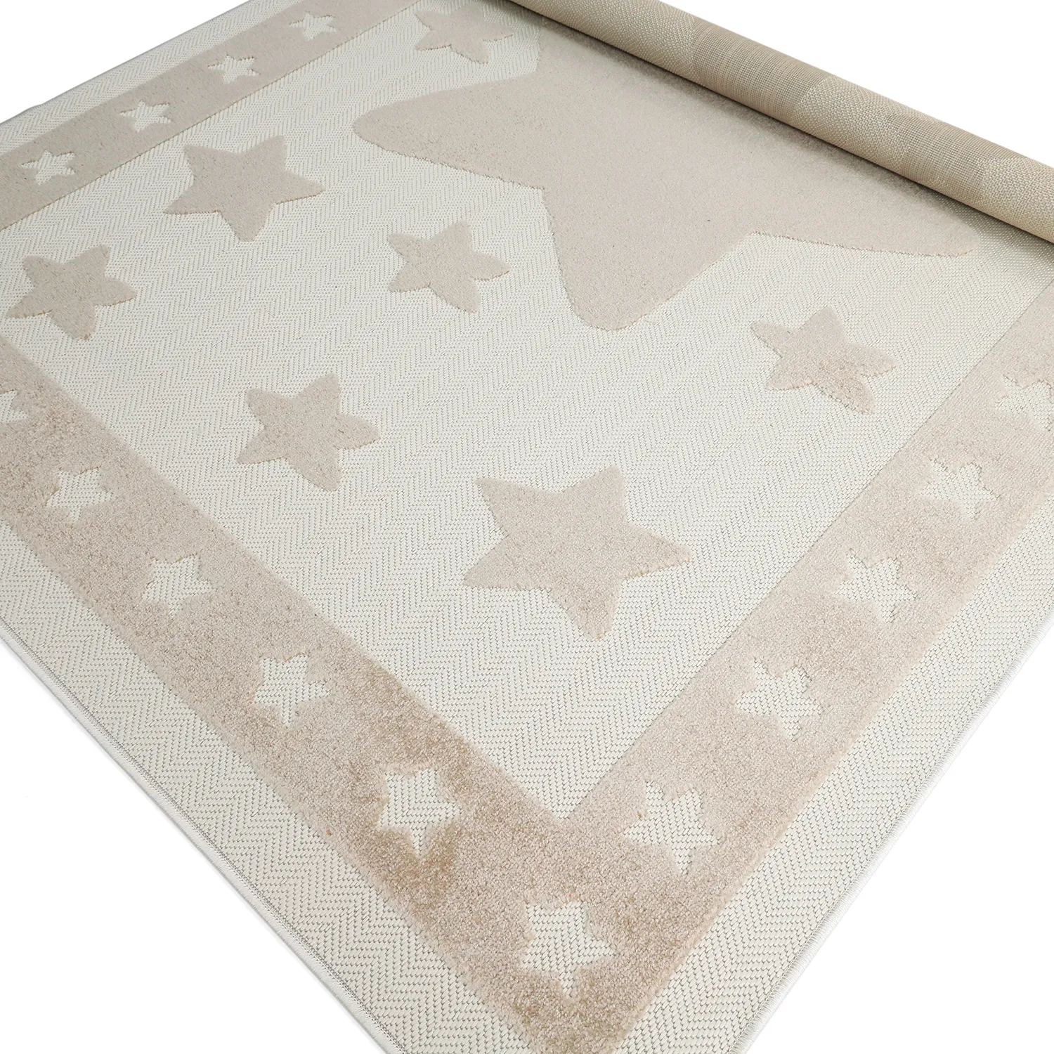 Tapis Enfant - Star Frame (crème/marron)