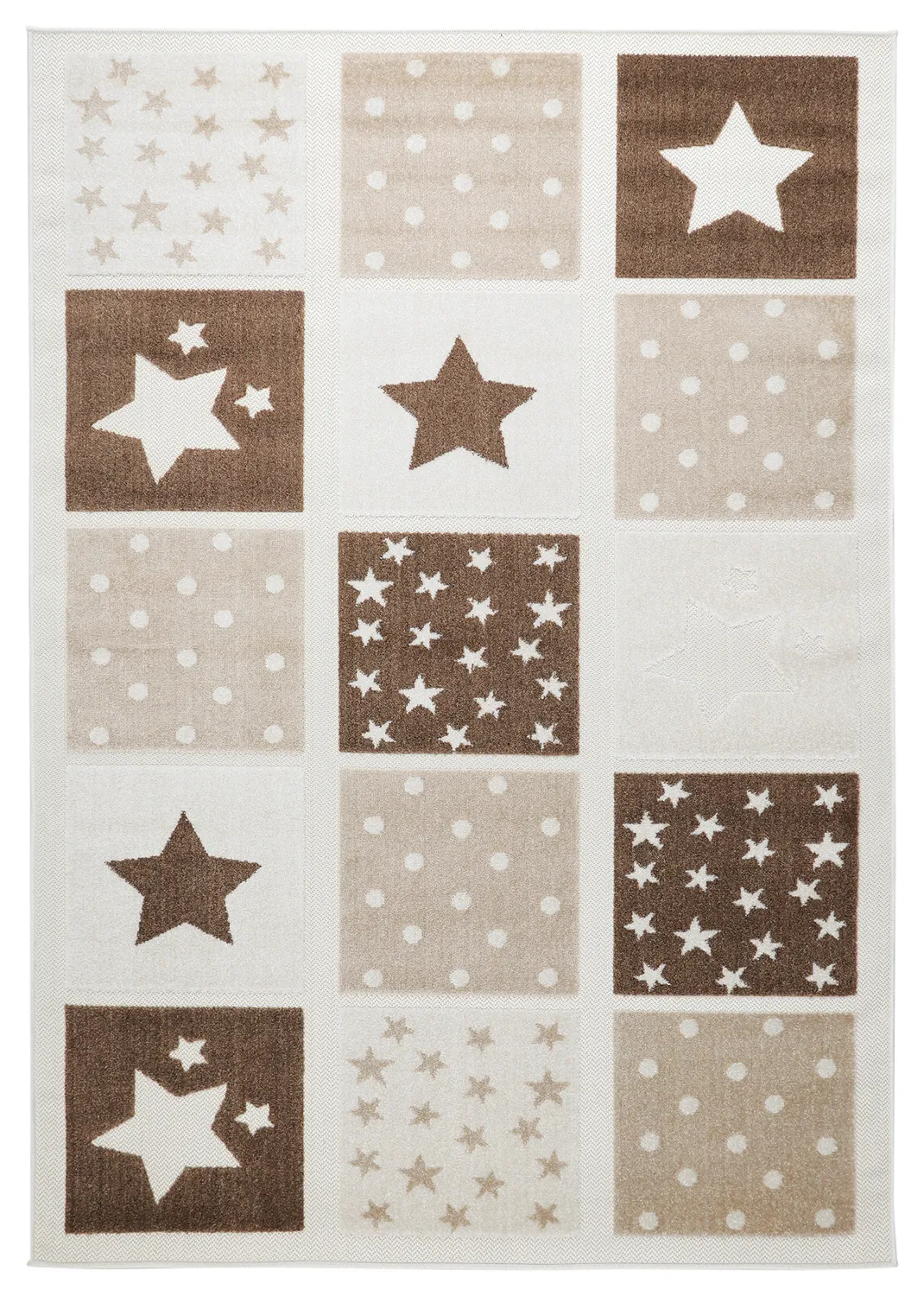 Tapis Enfant - Star Grid (crème/marron)