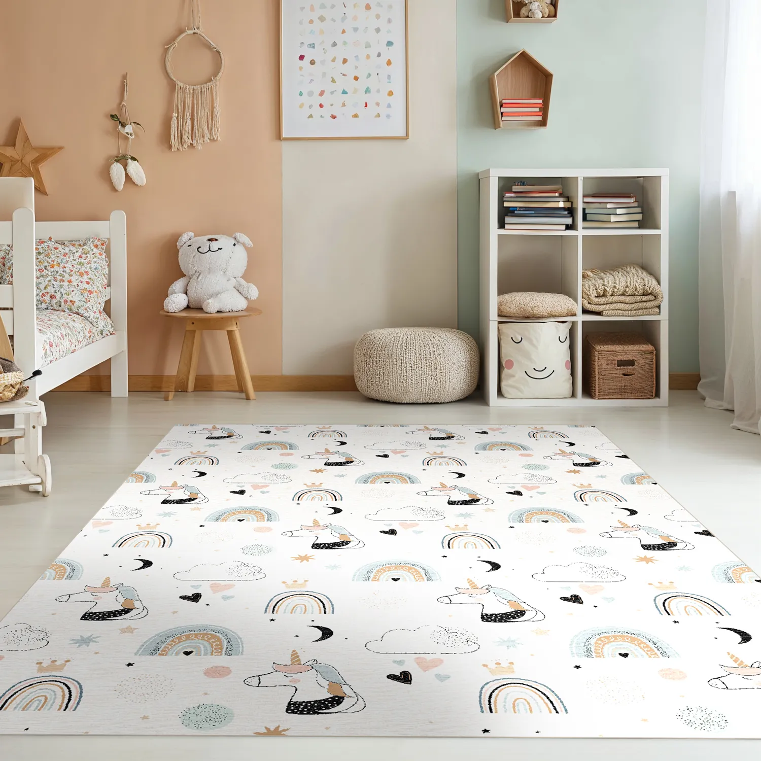 Tapis pour enfants - Unicorn Rainbow (rose)