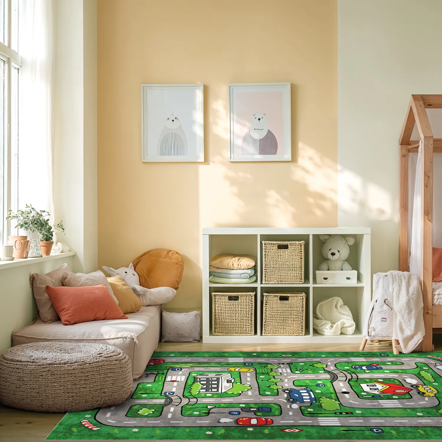 Tapis enfant - Village Road (vert)