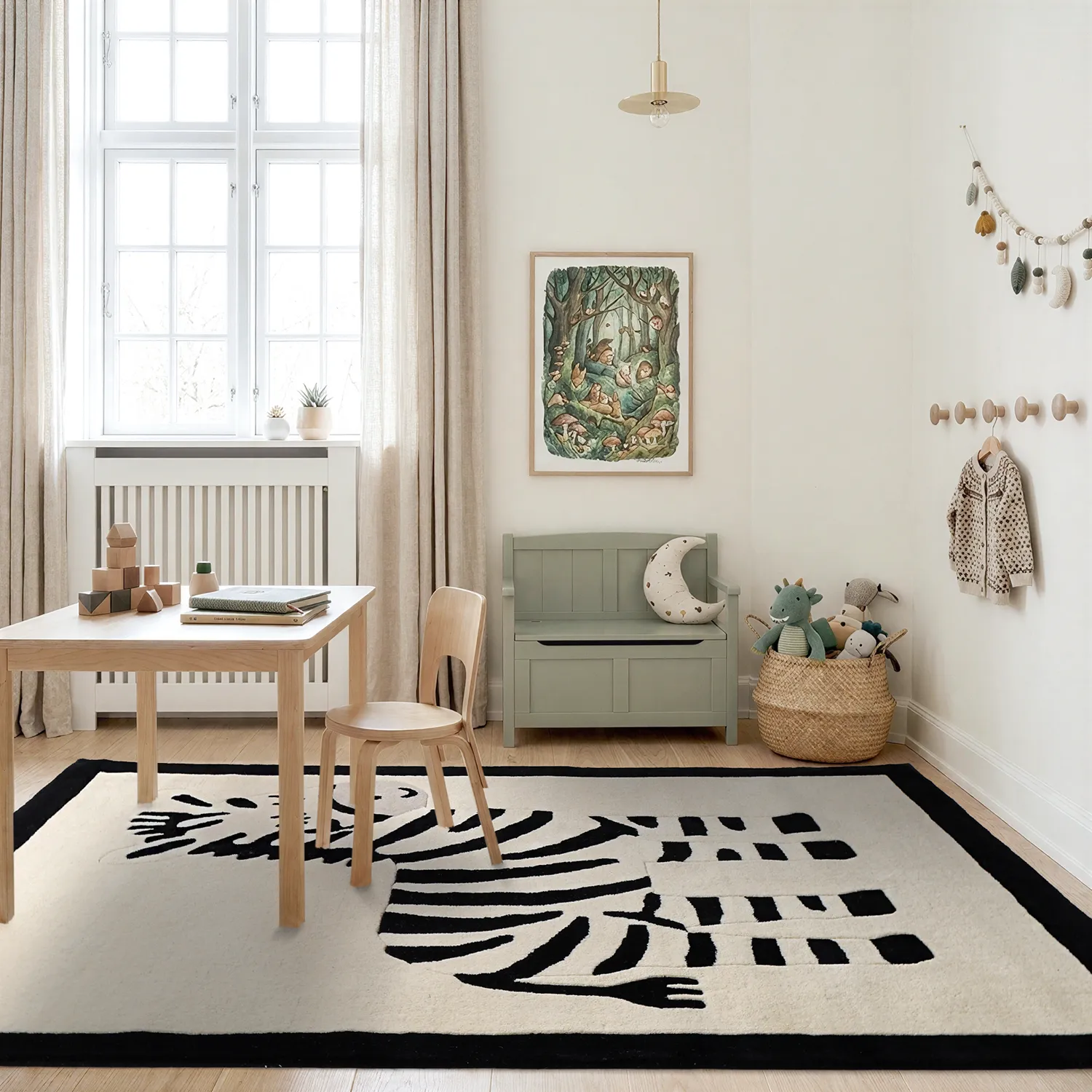 Tapis Enfant - Zebra Hand Tufted Wool Premium (beige/noir)