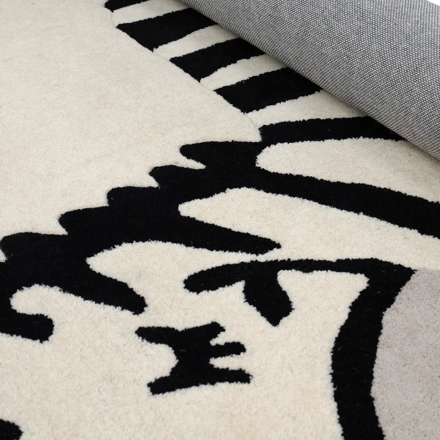 Tapis Enfant - Zebra Hand Tufted Wool Premium (beige/noir)