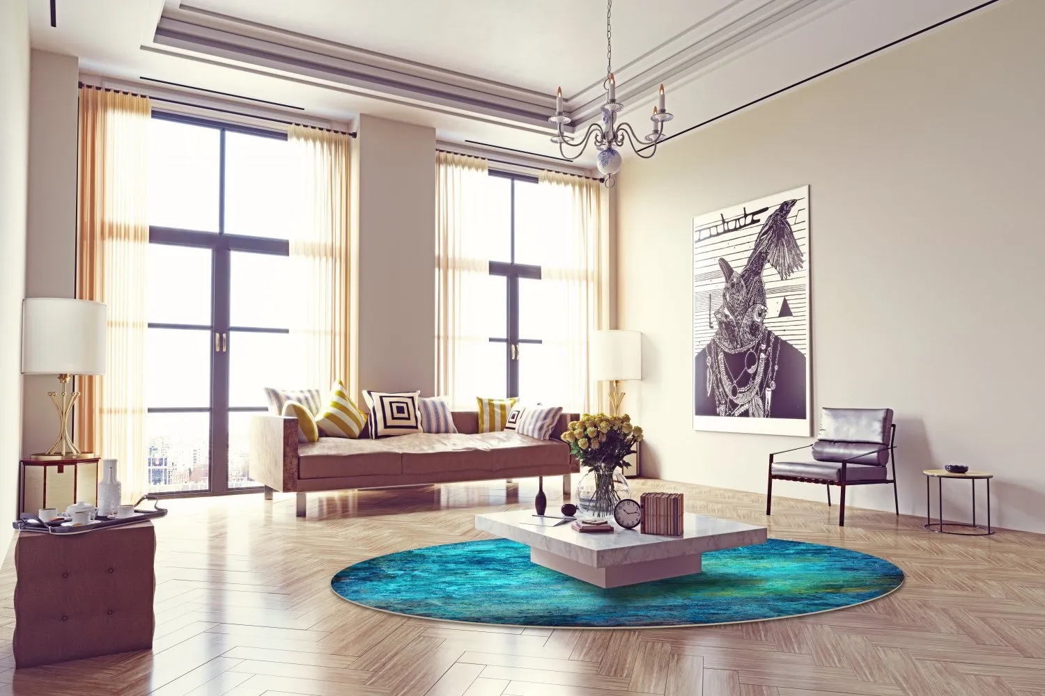 Tapis rond - Pardos (bleu)