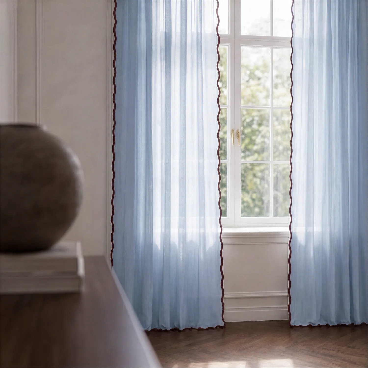 Lot de 2 rideaux - Rideaux en coton Yrsa (bleu)