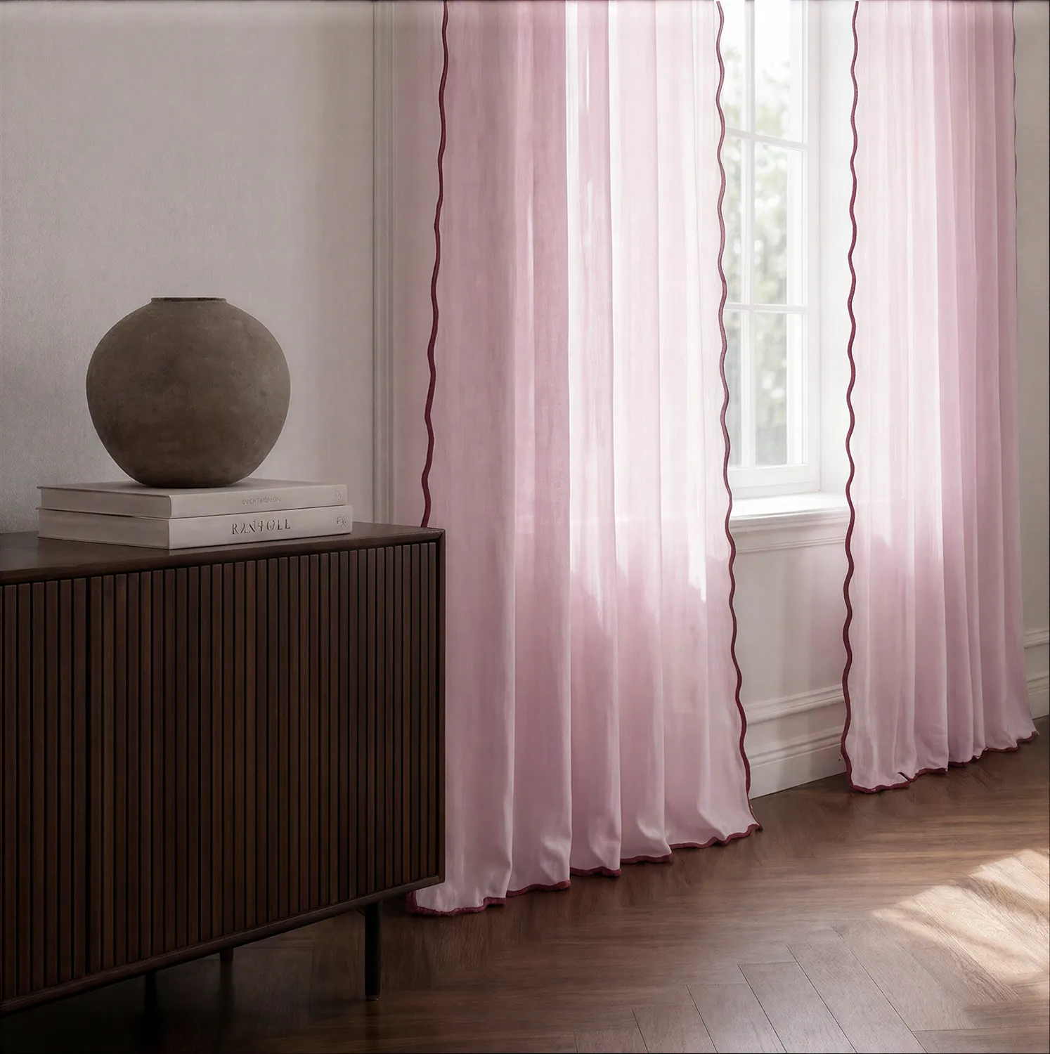 Lot de 2 rideaux - Rideaux en coton Yrsa (rose)