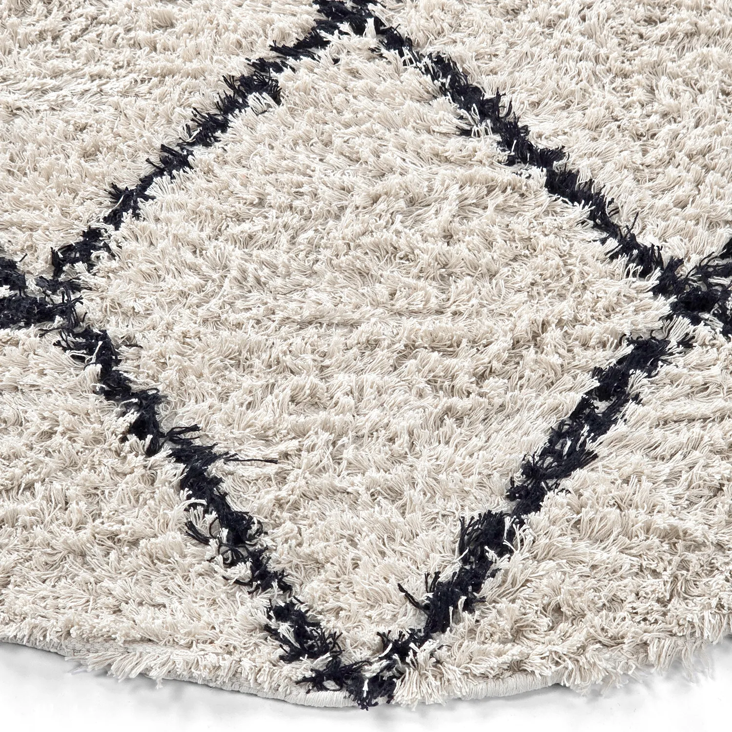 Tapis rond - Alcott Natural Cotton Shaggy (noir/blanc)