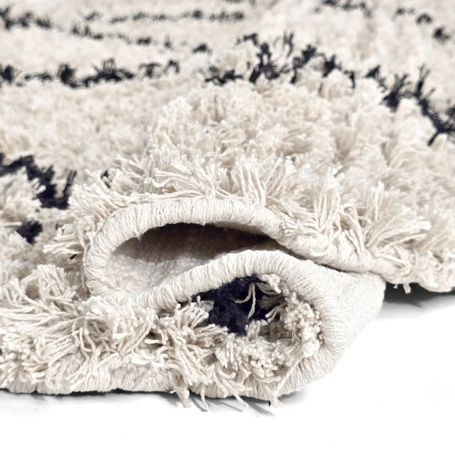 Tapis rond - Alcott Natural Cotton Shaggy (noir/blanc)