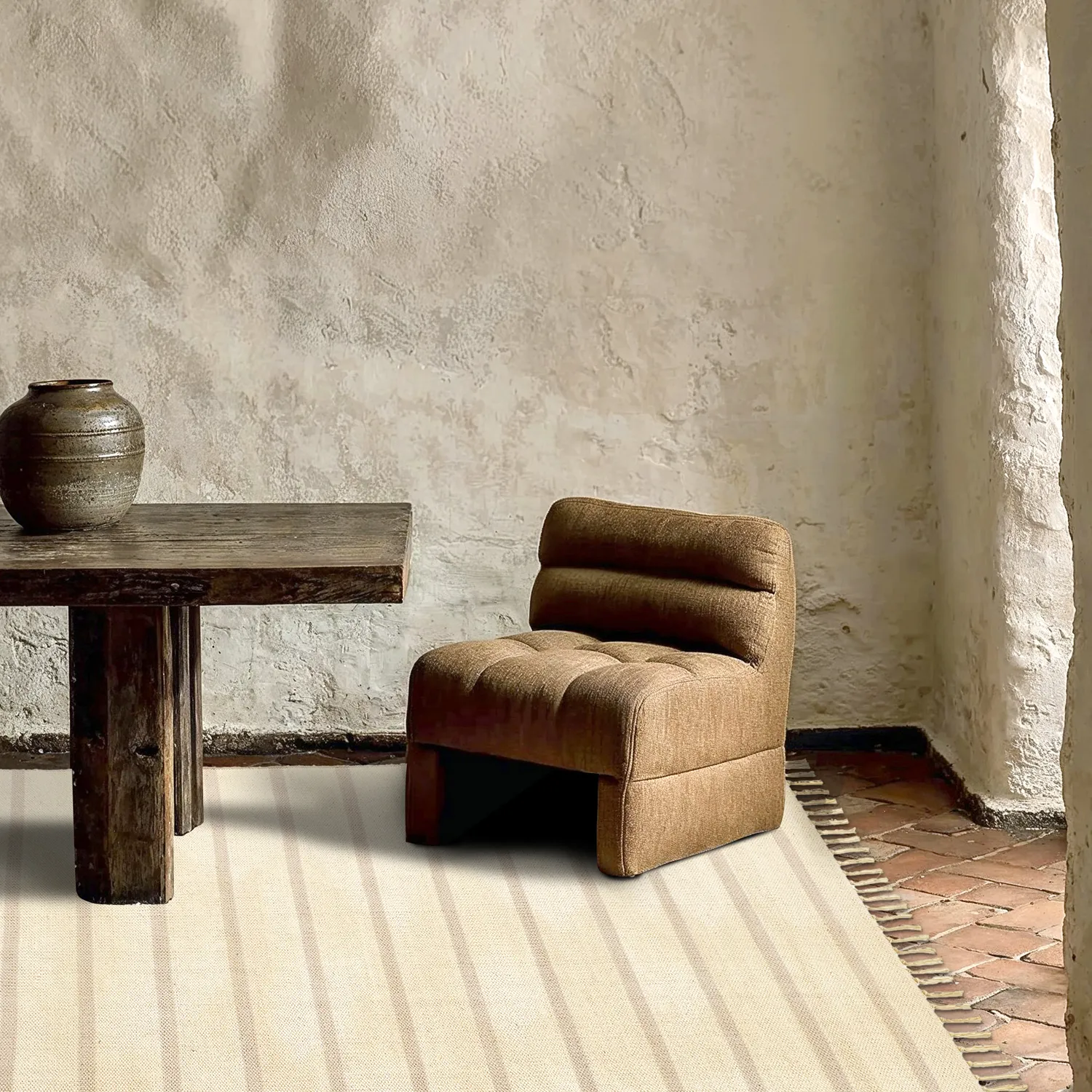 Tapis en coton - Helle (blanc cassé/gris)