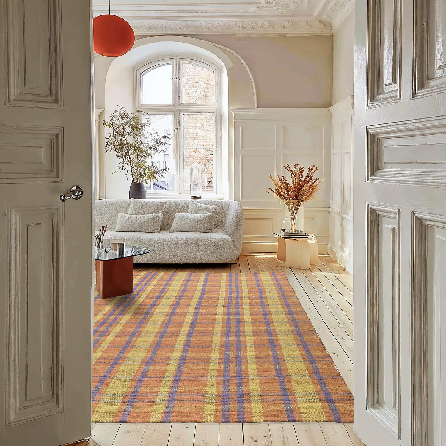 Tapis Coton - Husvik (corail/multicolore)