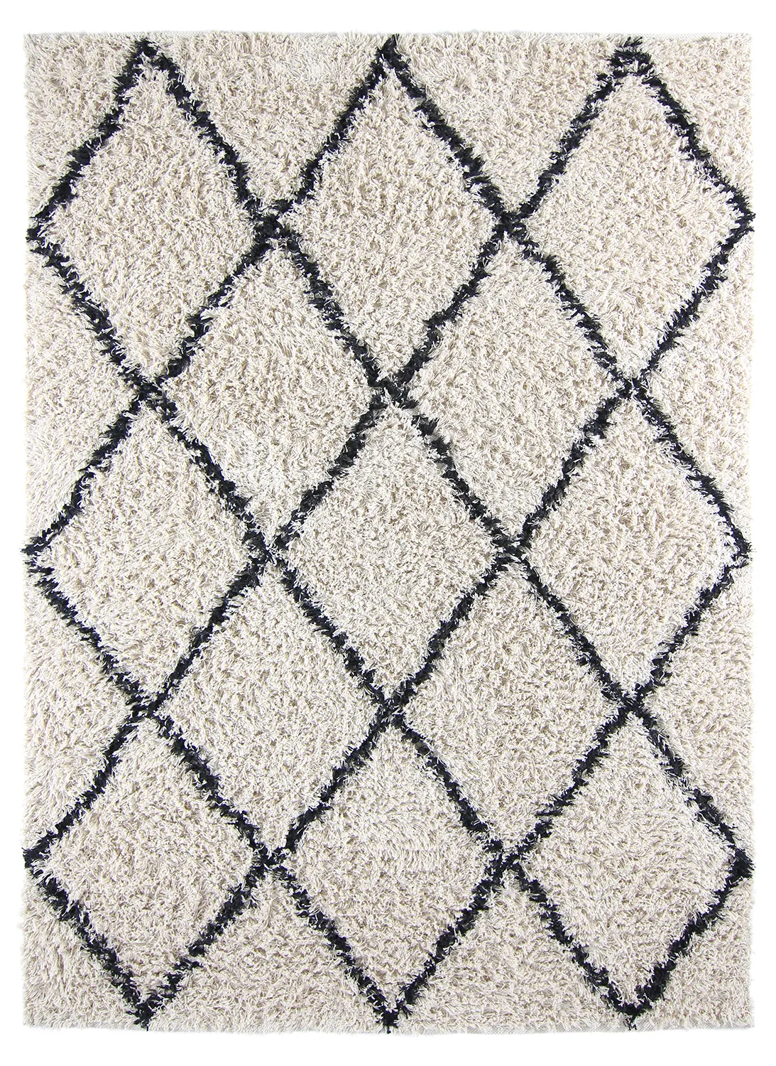 Tapis à poils longs - Alcott Natural Cotton Shaggy (noir/blanc)