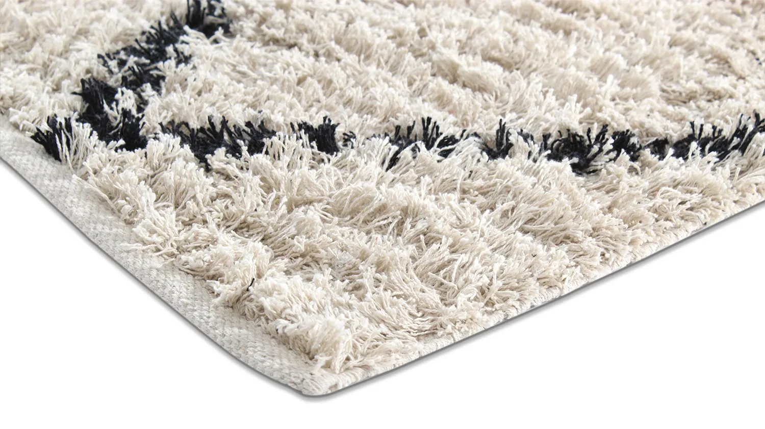 Tapis à poils longs - Alcott Natural Cotton Shaggy (noir/blanc)
