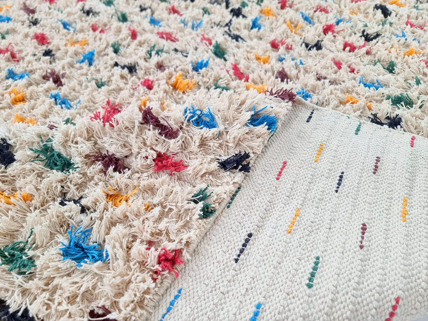 Tapis à poils longs - Litton Natural Cotton Shaggy (beige/multicolore)