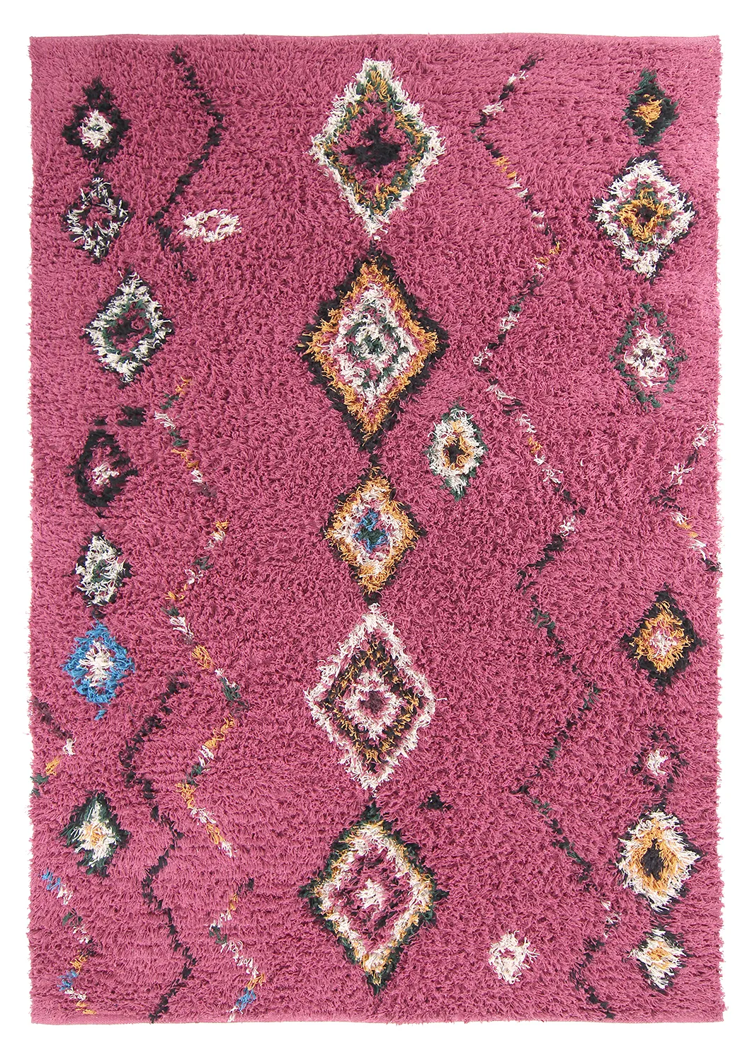 Tapis à poils longs - Nyle Natural Cotton Shaggy (rose/multicolore)