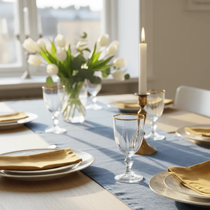Chemins de table - Niva (bleu foncé)