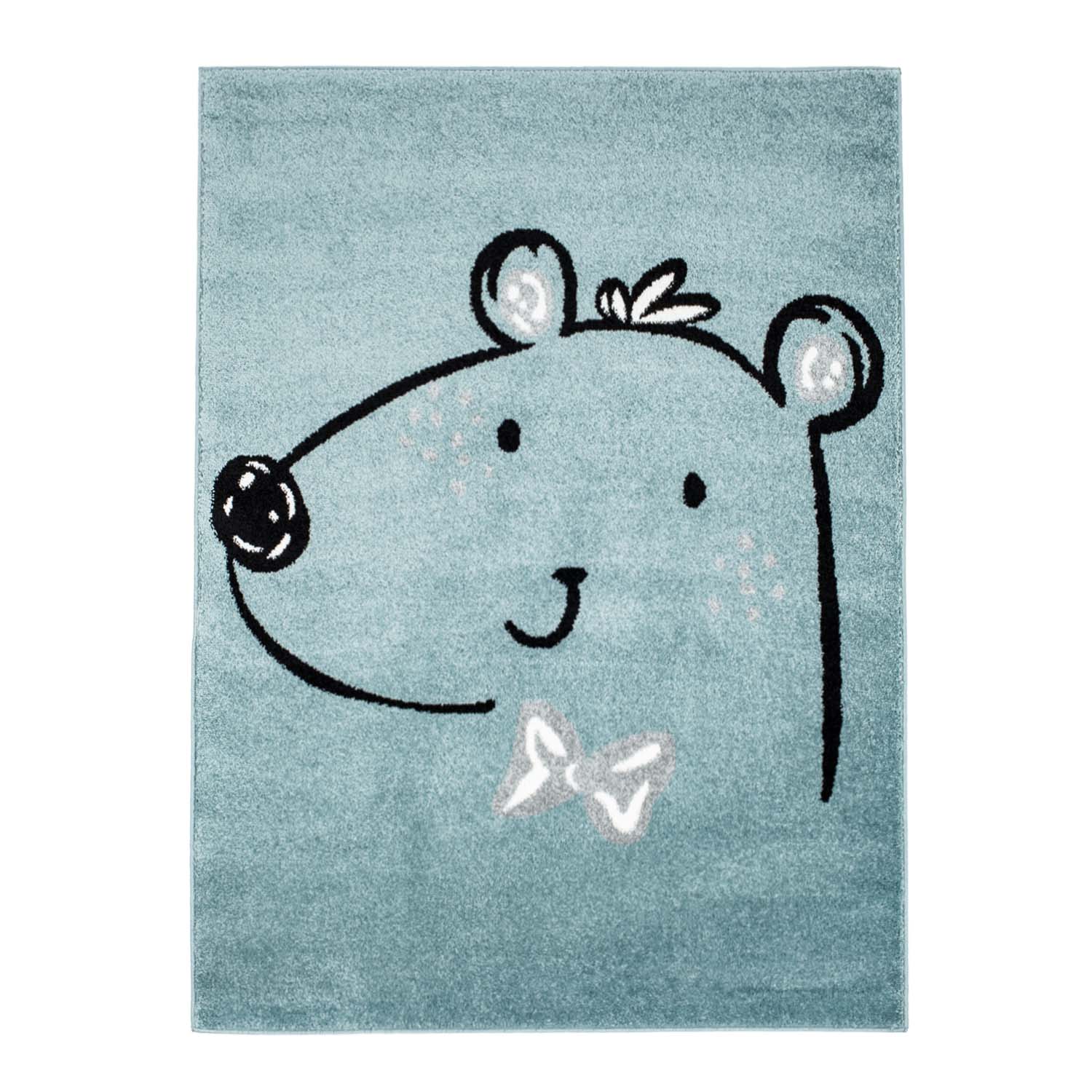 TAPIS ENFANTS Tapis pour les chambres d’enfants pour garçon fille avec Bubble Bear bleu ours