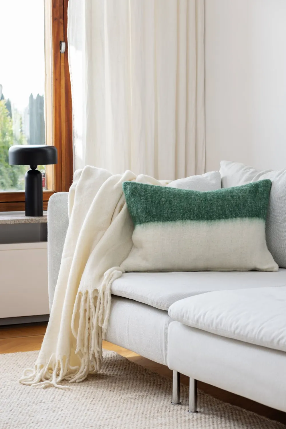 Housse de coussin en mélange de laine - Carrie (vert)