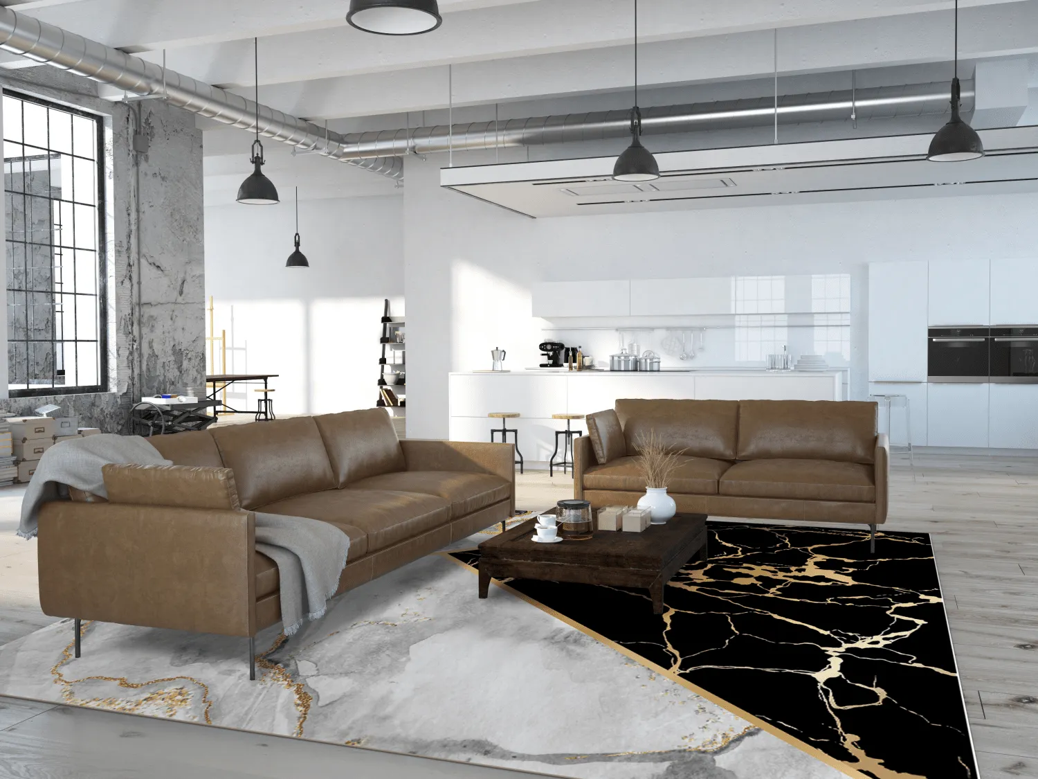Tapis Wilton - Cassa (gris/noir/doré)