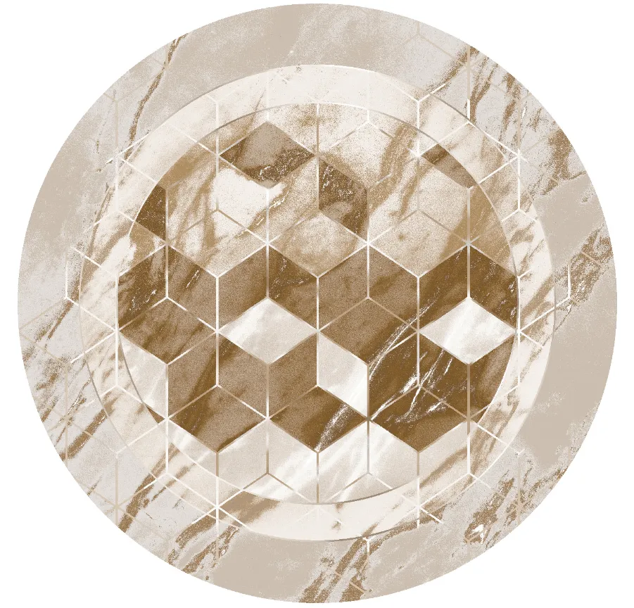 Tapis rond - Castello (beige/blanc)