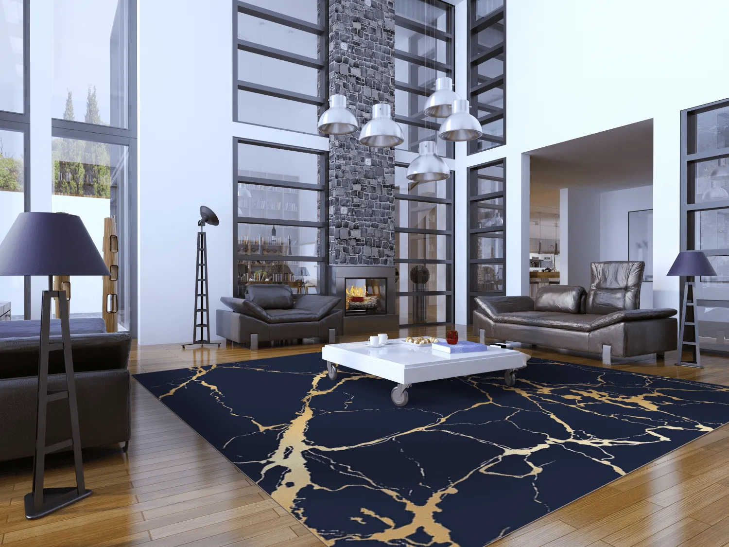 Tapis Wilton - Cesina (noir/doré)