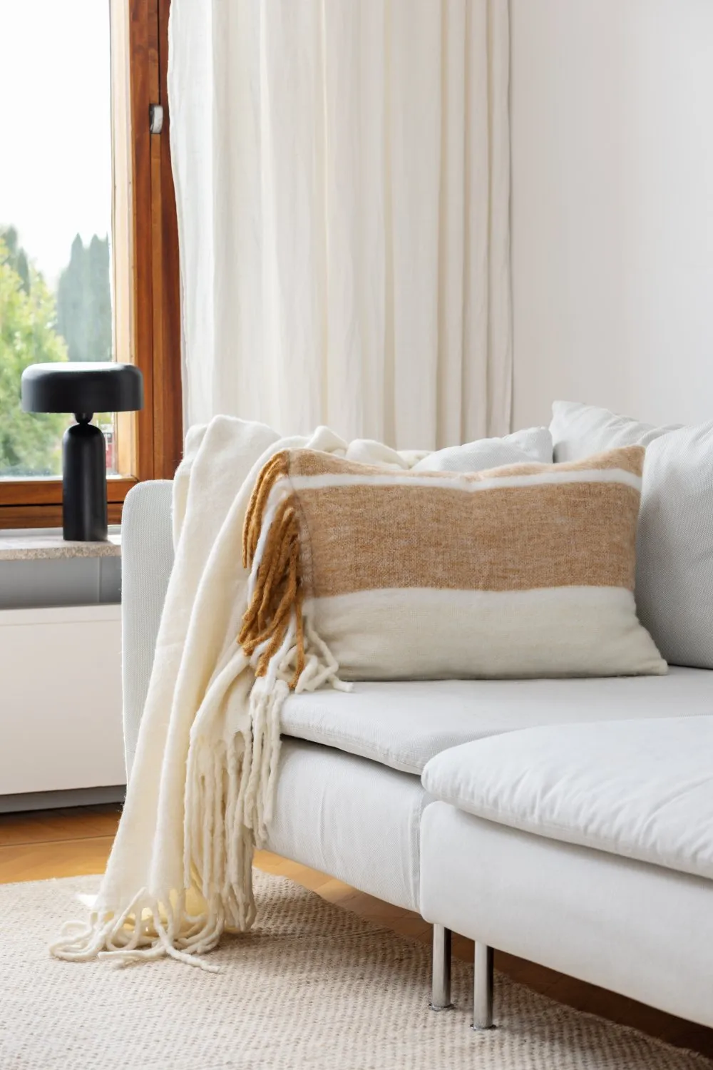 Housse de coussin en mélange de laine - Charlotte (jaune)