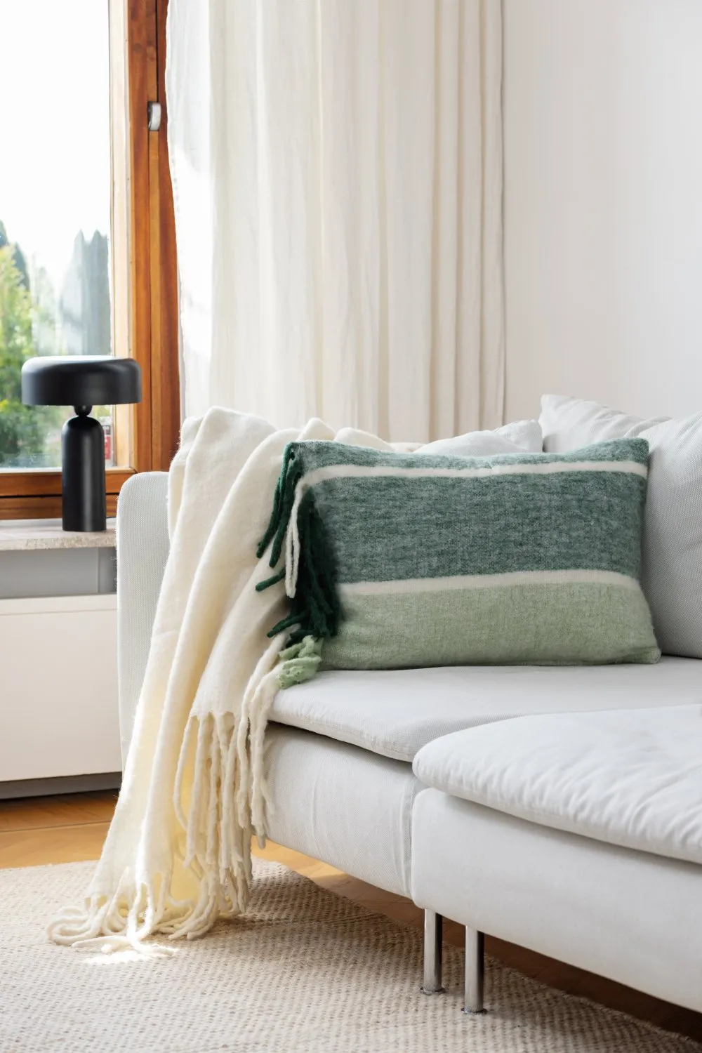 Housse de coussin en mélange de laine - Charlotte (vert)
