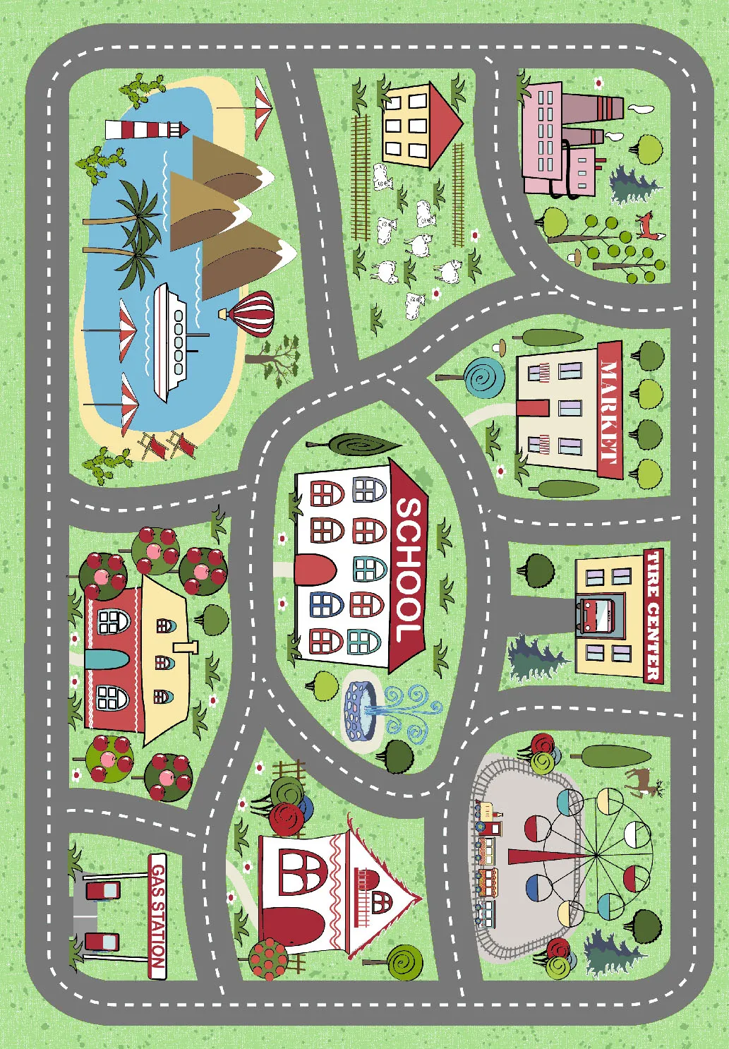 Tapis pour enfants - City Town (multicolore)