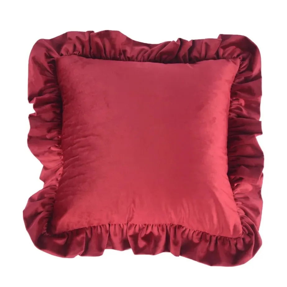 Housse de coussin - Ruffled (rouge)