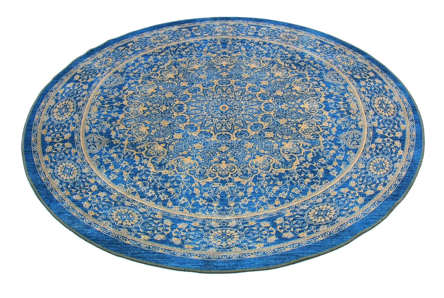 Tapis rond - Vinadio (bleu/doré)