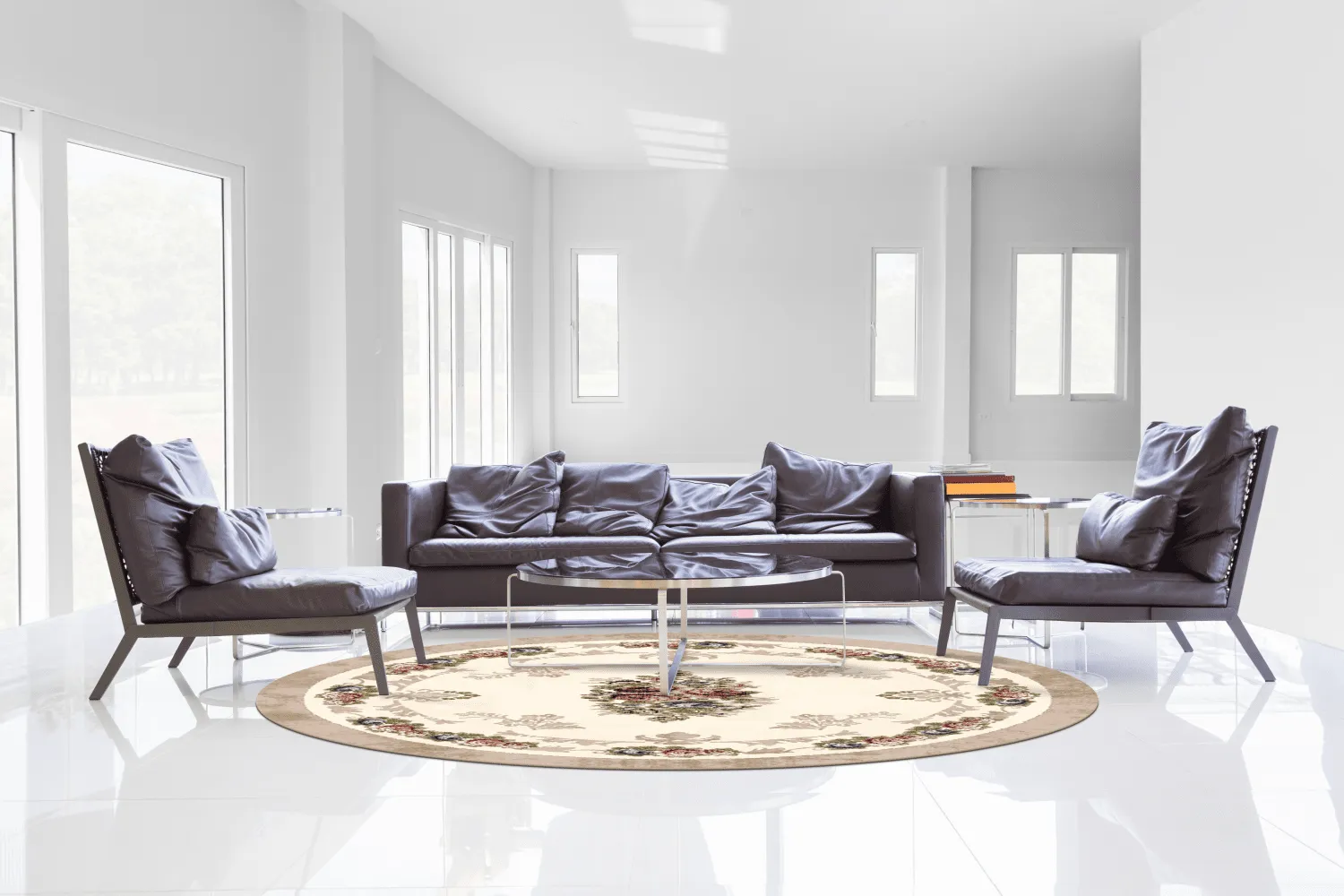 Tapis rond - Delpha (beige/multicolore)