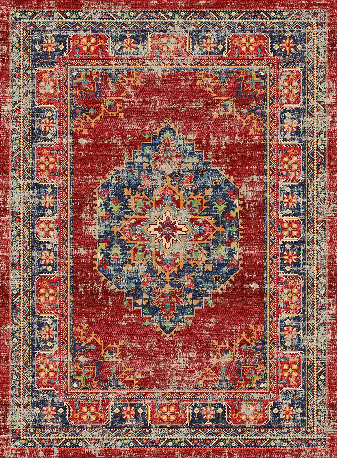 Tapis Wilton - Soussi (rouge/multicolore)