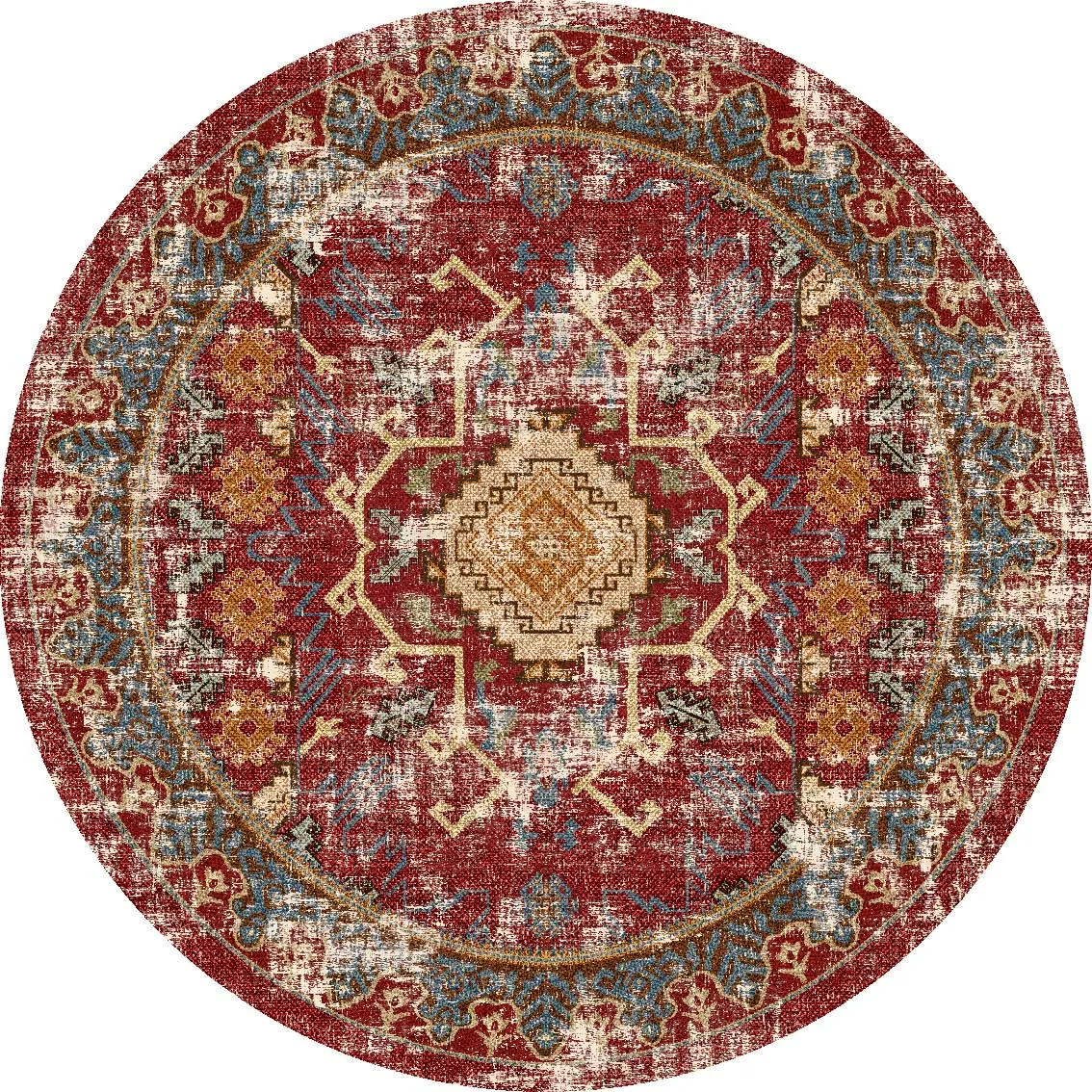 Tapis rond - Idri (rouge/multicolore)