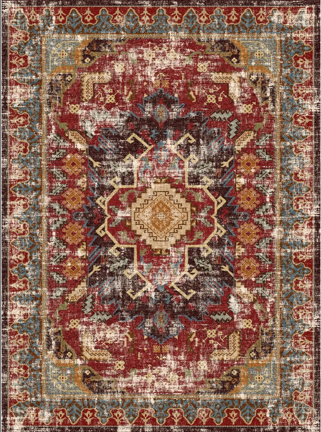 Tapis Wilton - Idri (rouge/multicolore)