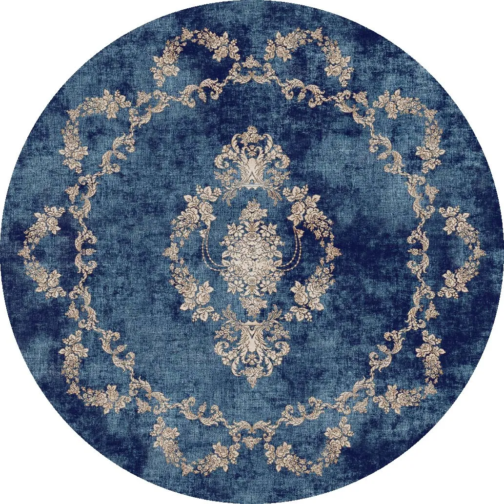 Tapis rond - Taknis (bleu)