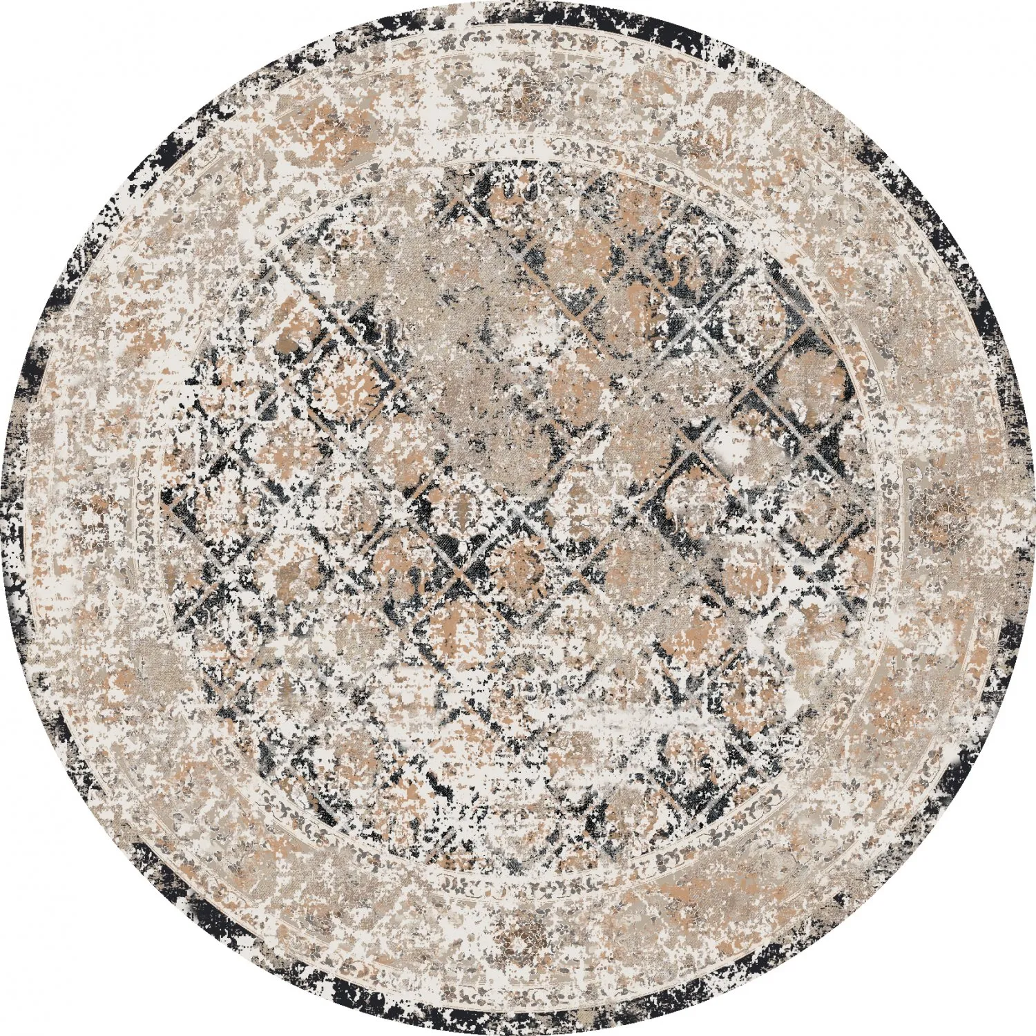 Tapis rond - Douz (noir/multicolore)