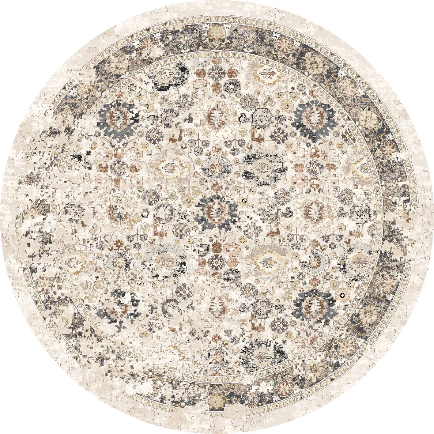Tapis rond - Toujane (gris)