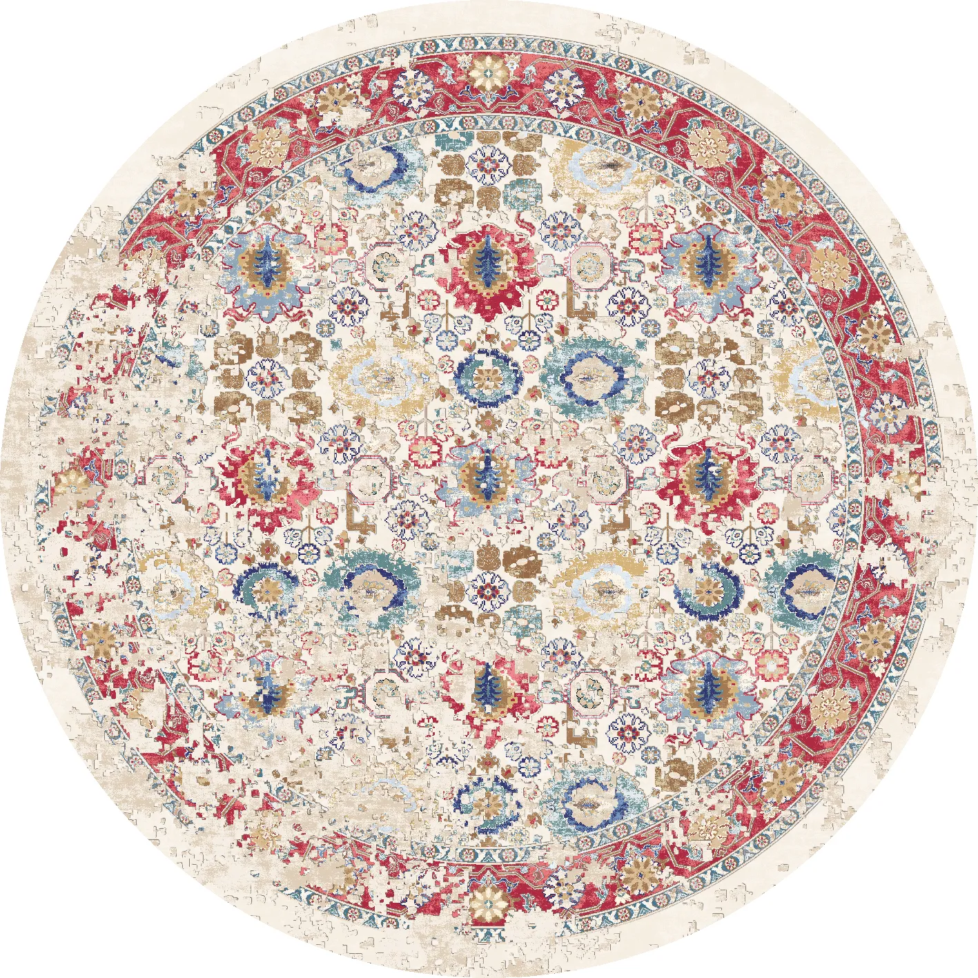 Tapis rond - Toujane (multicolore)