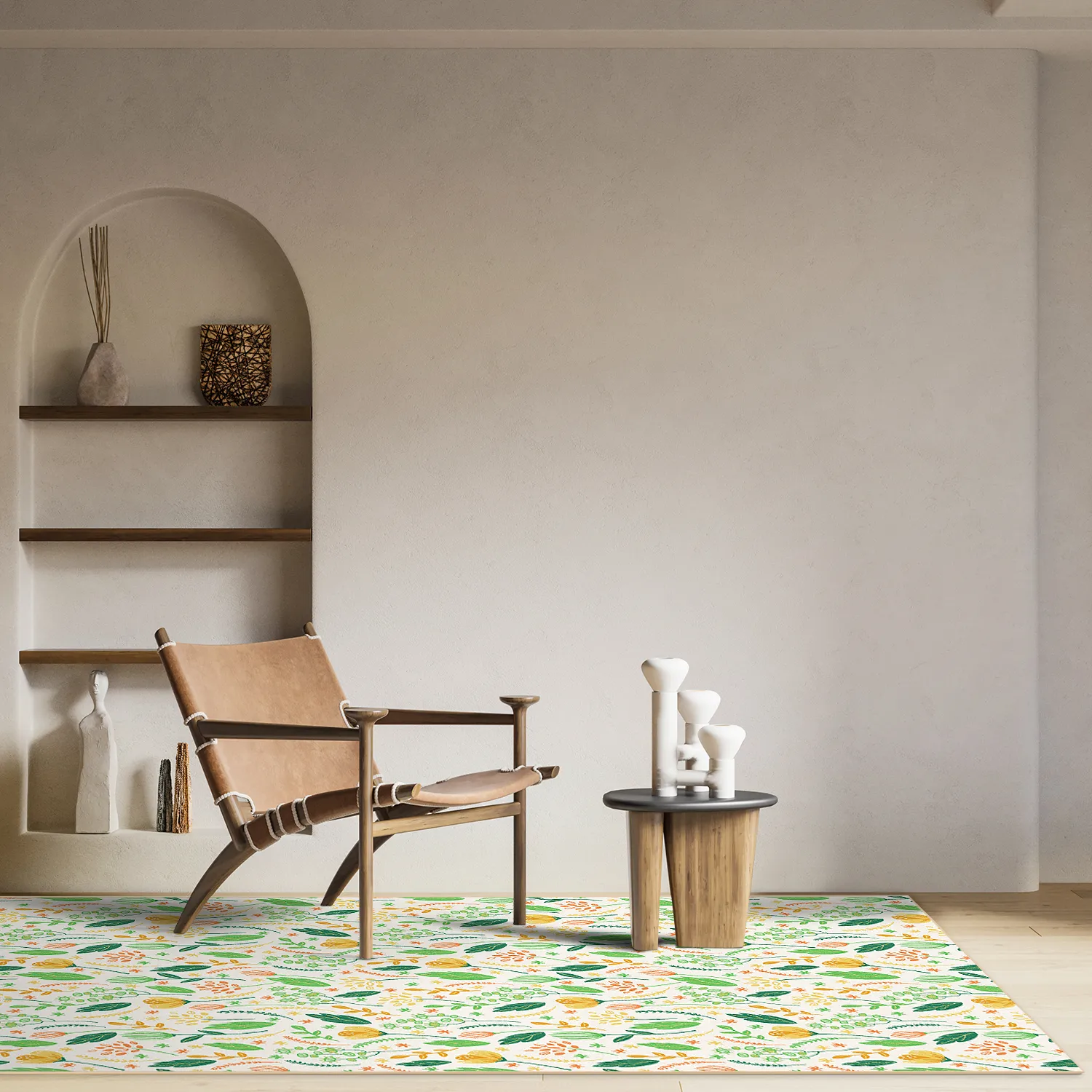 Tapis Wilton - Fleur (jaune/vert/multi)