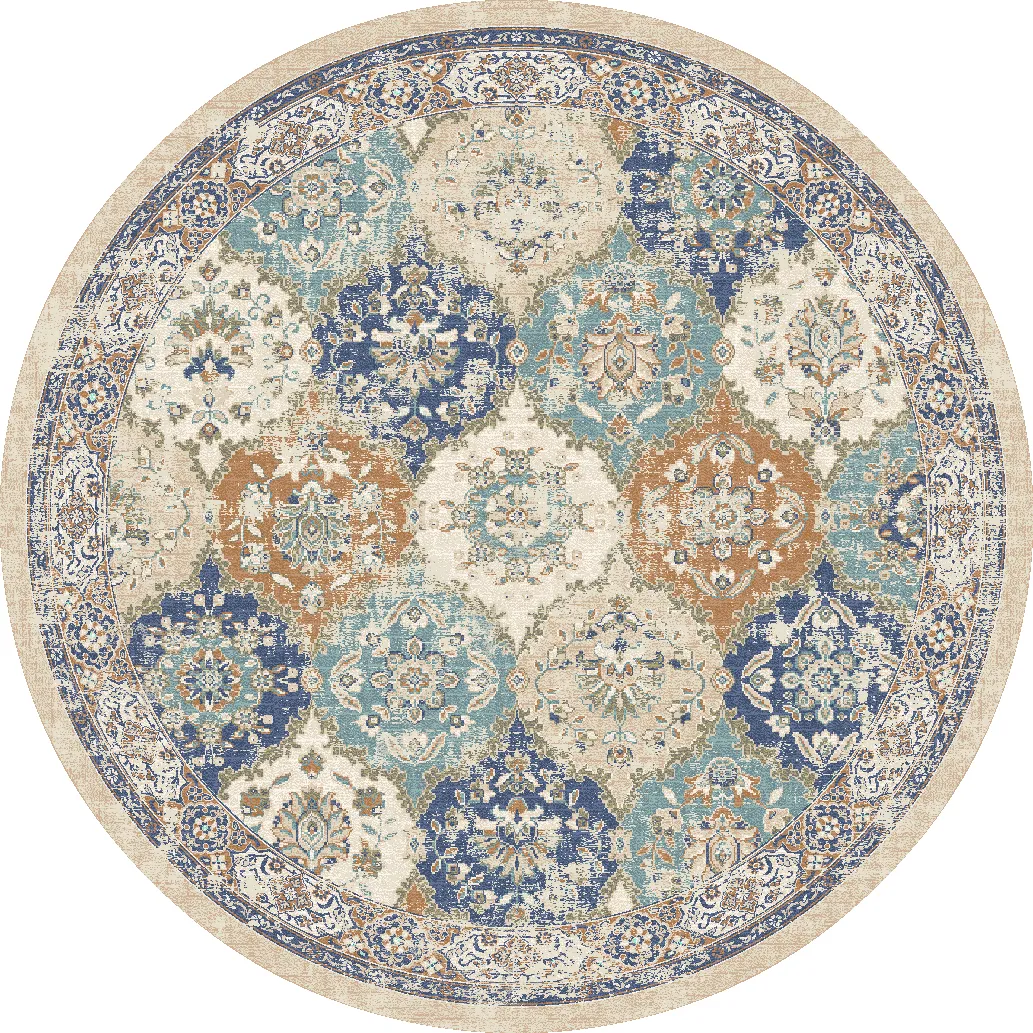 Tapis rond - Bohème (bleu/multicolore)