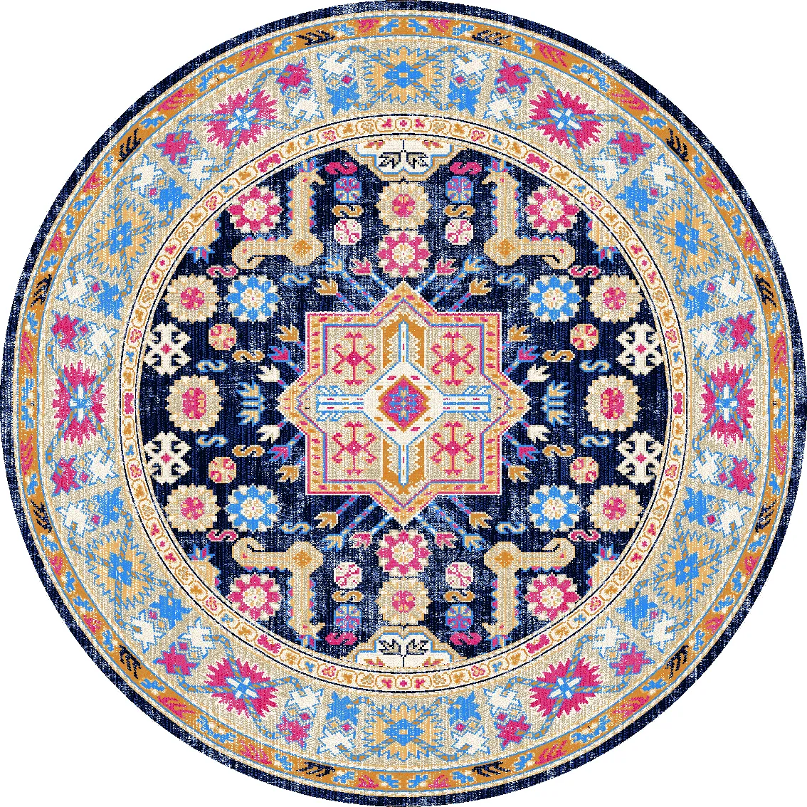 Tapis rond - Kayaköy (multicolore)