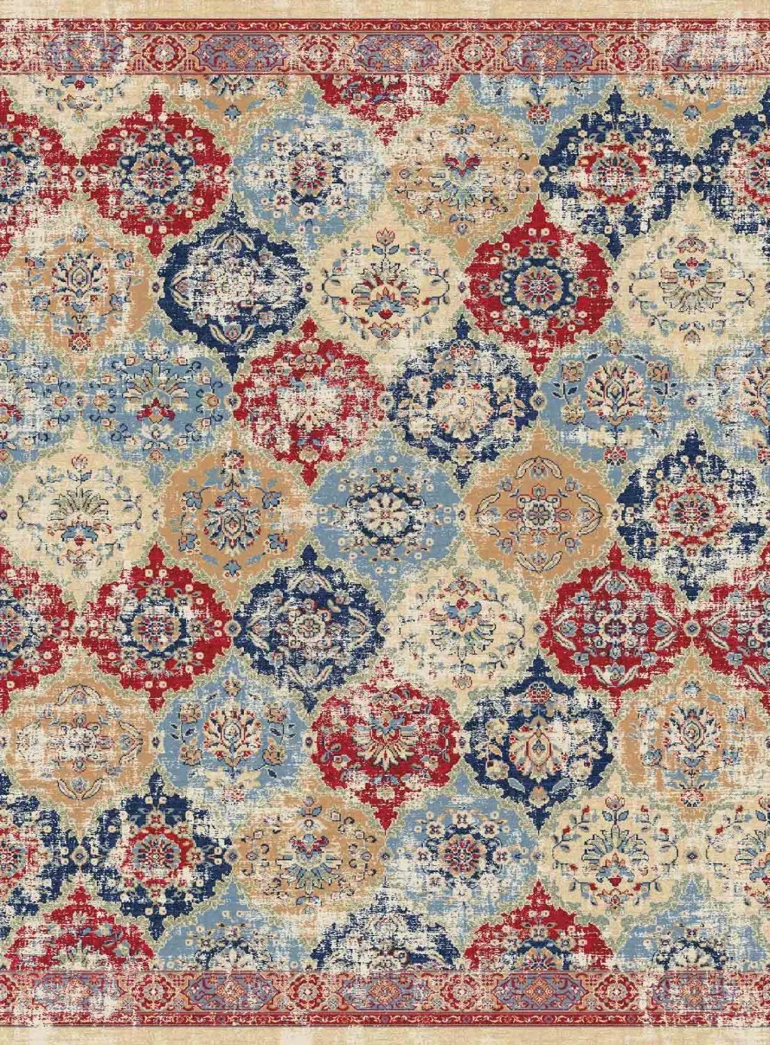 Tapis Wilton - Bohemia (rouge/multicolore)